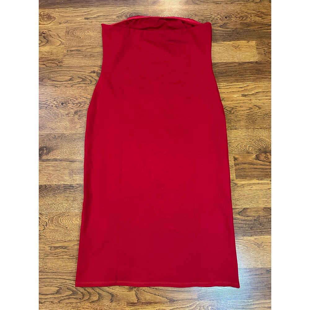 Marcella Natalia Strapless Midi Dress Women's XL Red NWT Minimalist Chic - Picture 5 of 16